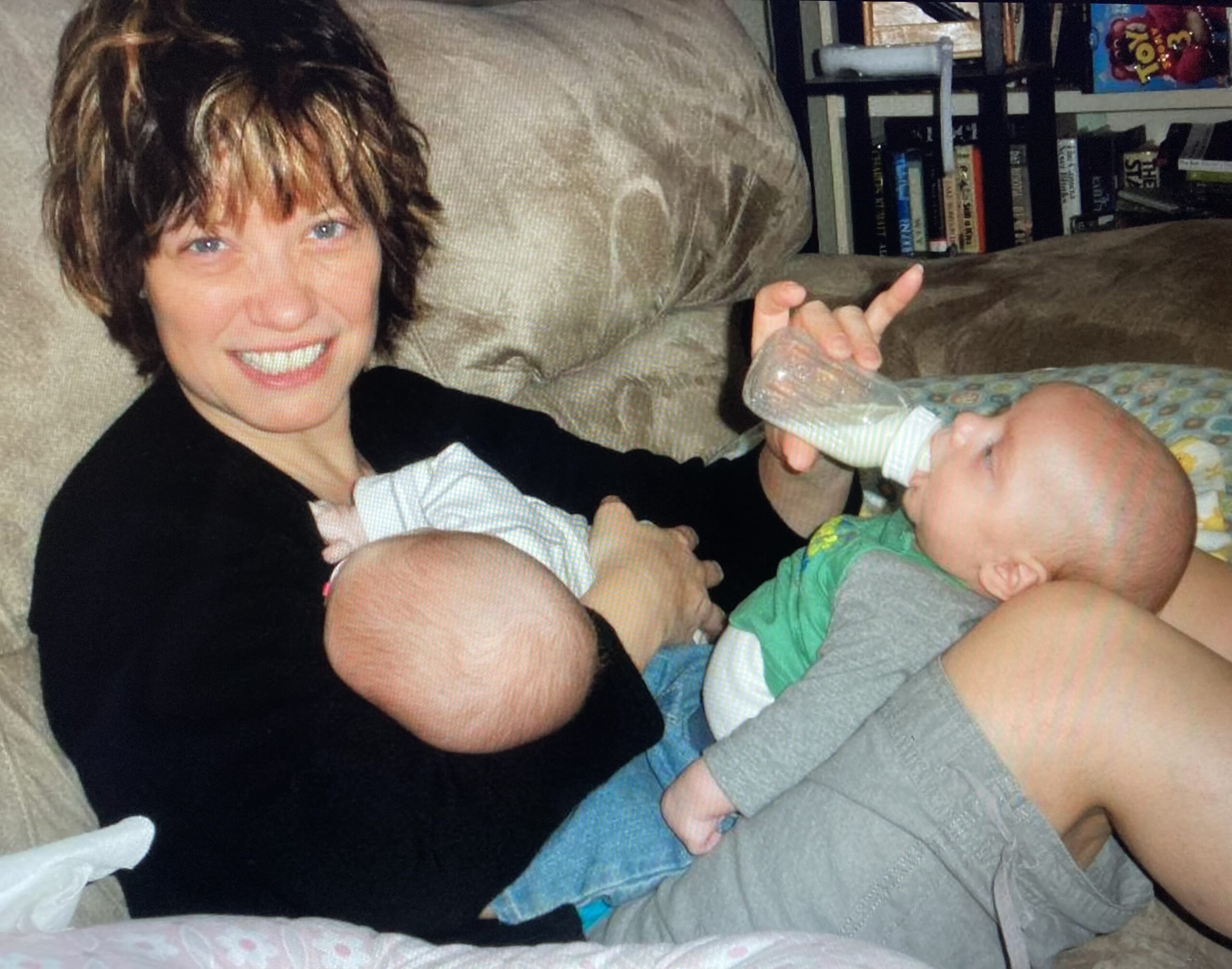 Brooke Allen Bottle Feeding Her Twin Babies